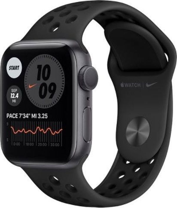Έξυπνο ρολόι Apple Watch Series 6 Nike GPS 44mm Γκρι Αλουμίνιο Μαύρο Αθλητικό Czarny (MG173WB/A)