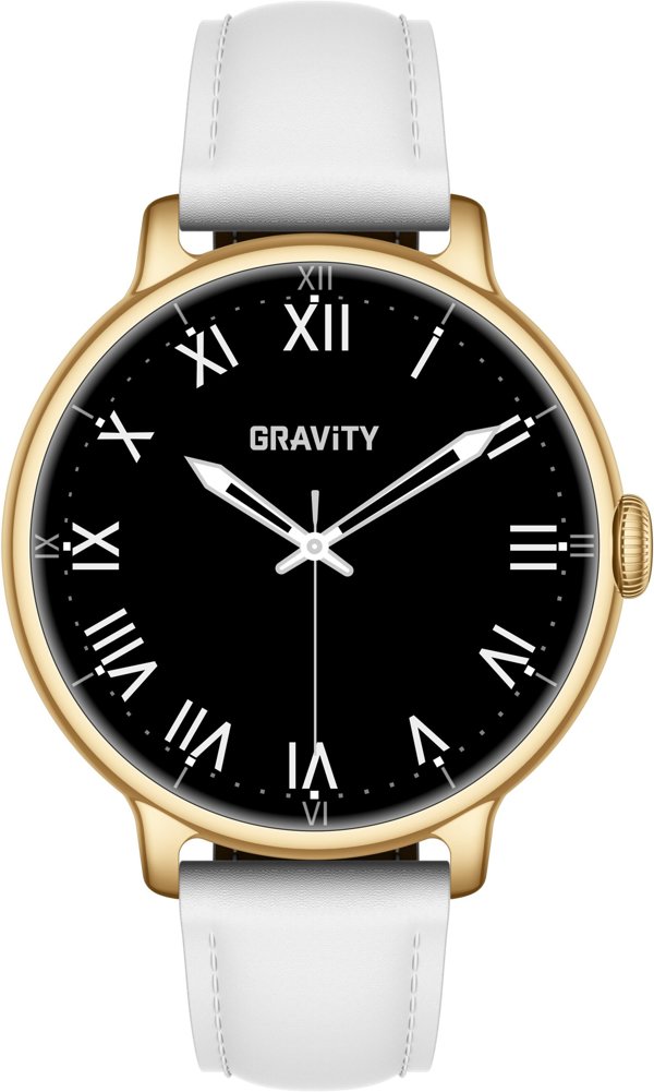 Gravity Smartwatch GT33-2 Γυναικείο Ρολόι Χρυσό/Λευκό με Λουράκι Stainless Steel
