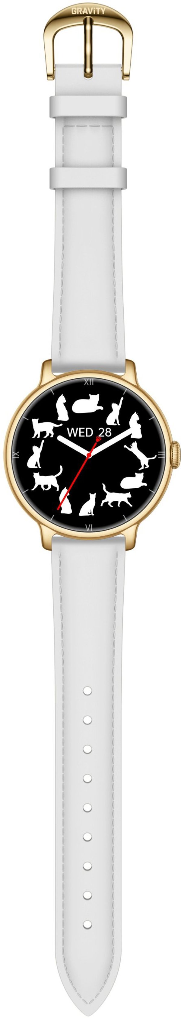 Gravity Smartwatch GT33-2 Γυναικείο Ρολόι Χρυσό/Λευκό με Λουράκι Stainless Steel