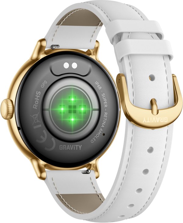 Gravity Smartwatch GT33-2 Γυναικείο Ρολόι Χρυσό/Λευκό με Λουράκι Stainless Steel
