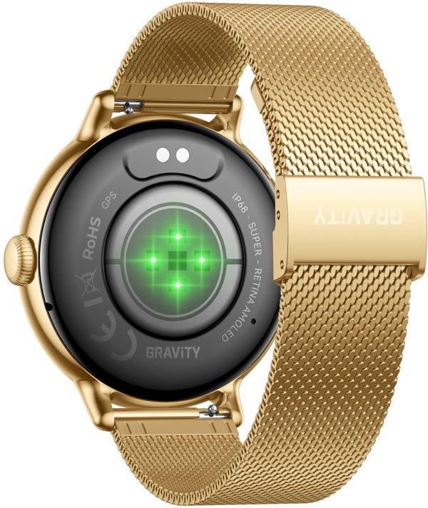 Gravity Smartwatch GT33-2 Γυναικείο Ρολόι Χρυσό/Λευκό με Λουράκι Stainless Steel