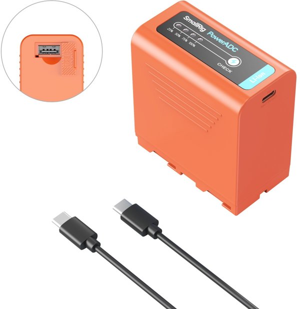 SmallRig 4972 NP-F970 USB-C Rechargeable Camera Baterija Oranžinis
