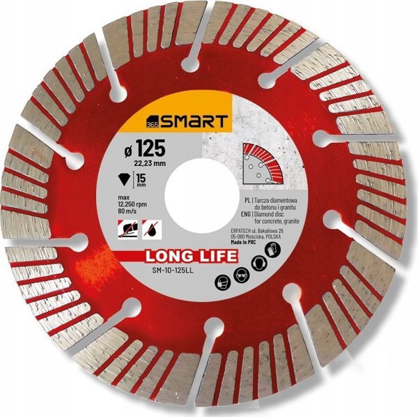 Smart Διαμαντόδισκος Κοπής SM-10-125LL 125mm για Σκυρόδεμα & Γρανίτη