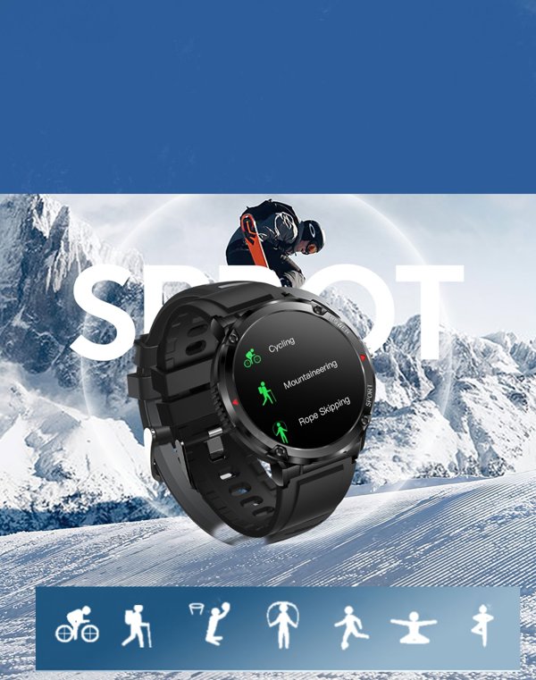 Gravity Smartwatch GT21-7, Ανδρικό Ρολόι με Χακί Λουράκι και Μαύρη Κάσα