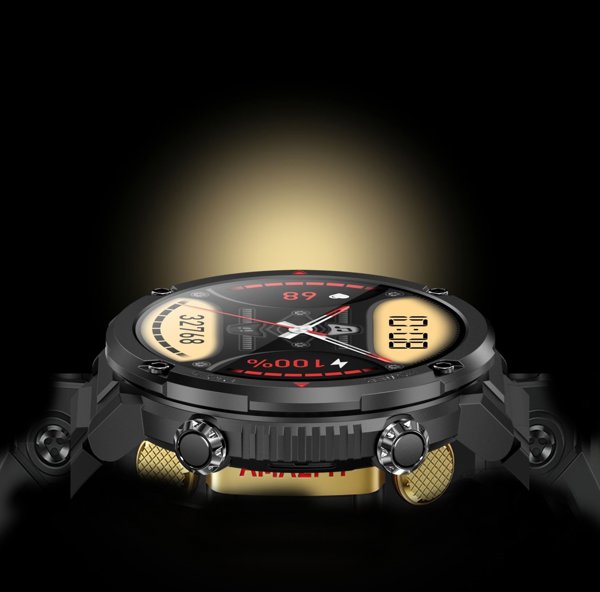 Gravity Smartwatch GT21-7, Ανδρικό Ρολόι με Χακί Λουράκι και Μαύρη Κάσα