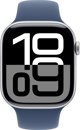 Apple Watch Σειρά 10 (GPS) 42mm Ασημί Αλουμινένια Θήκη με Μπλε Τζιν Αθλητικό Λουράκι, S/M (MWWA3)