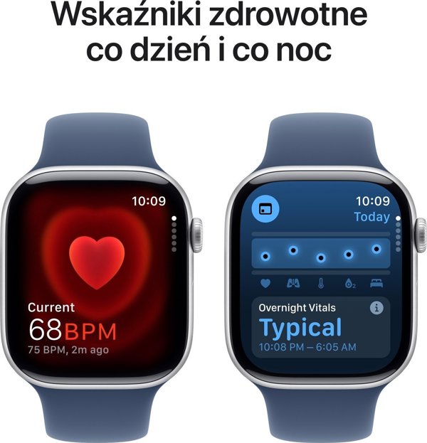 Apple Watch Σειρά 10 (GPS) 42mm Ασημί Αλουμινένια Θήκη με Μπλε Τζιν Αθλητικό Λουράκι, S/M (MWWA3)