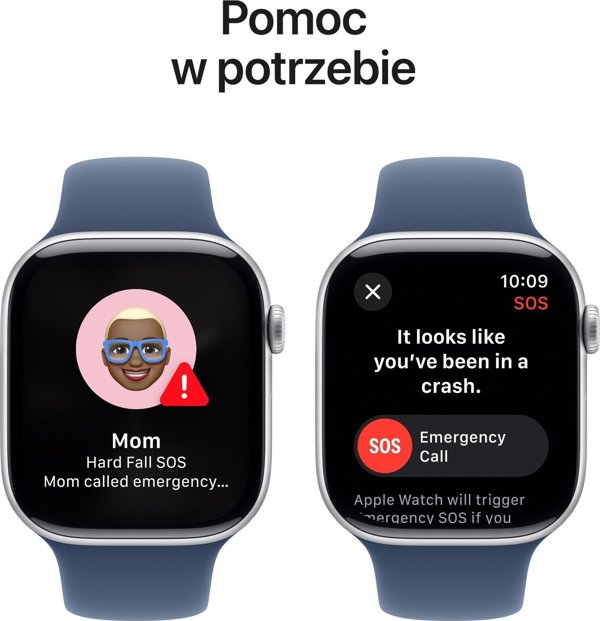 Apple Watch Σειρά 10 (GPS) 42mm Ασημί Αλουμινένια Θήκη με Μπλε Τζιν Αθλητικό Λουράκι, S/M (MWWA3)