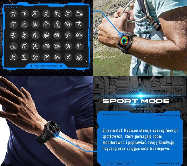 Rubicon Smartwatch RNCF24 με Bluetooth Κλήσεις, Γκρι Σιλικόνη