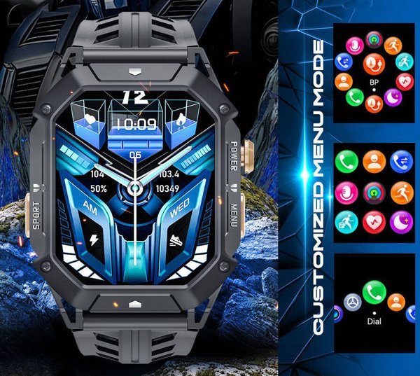 Rubicon Smartwatch RNCF24 με Bluetooth Κλήσεις, Γκρι Σιλικόνη
