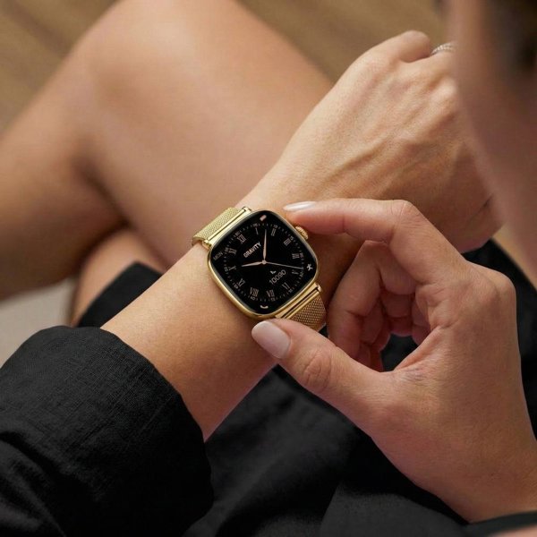 Gravity Smartwatch GT32-2 Γυναικείο Ρολόι με Bluetooth Κλήσεις και Επιπλέον Λουράκι (Gold)
