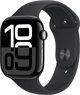 Apple Watch Series 10 (GPS) 46mm Καθρέφτης Μαύρη Αλουμινένια Θήκη με Μαύρο Αθλητικό Λουράκι, S/M (MWWP3)