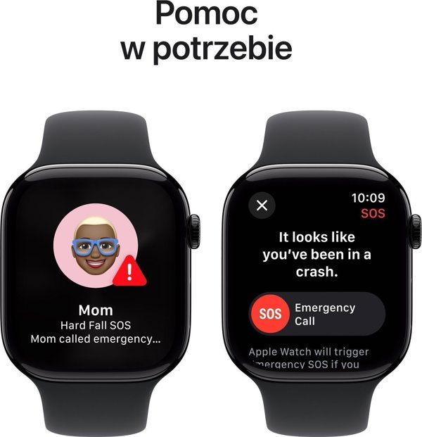 Apple Watch Series 10 (GPS) 46mm Καθρέφτης Μαύρη Αλουμινένια Θήκη με Μαύρο Αθλητικό Λουράκι, S/M (MWWP3)