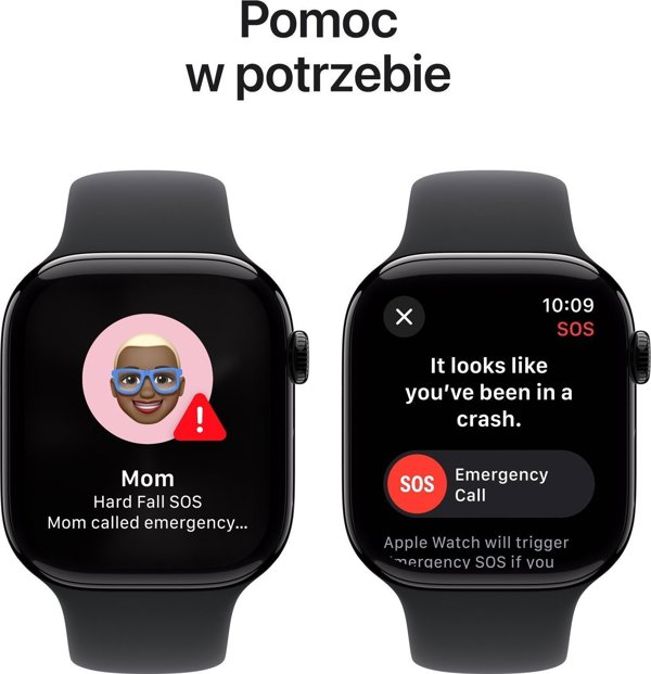 Apple Watch Σειρά 10 (GPS + Cellular) 46mm Καθρέφτης Μαύρο Αλουμινένιο Κουτί με Μαύρο Αθλητικό Λουράκι, M/L (MWY43)