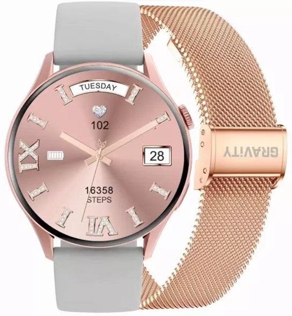 Smartwatch Gravity Rozowe Zloto Pasek i Bransoleta GT5-7