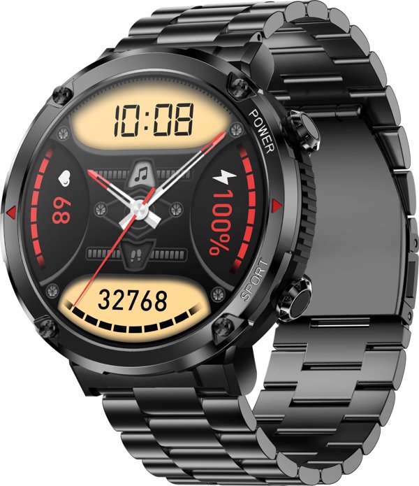 Gravity Smartwatch GT21-1 Ανδρικό Ρολόι με Μεταλλικό Μπρασελέ - Μαύρο
