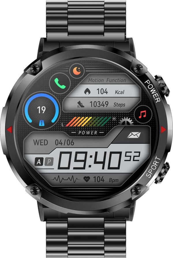 Gravity Smartwatch GT21-1 Ανδρικό Ρολόι με Μεταλλικό Μπρασελέ - Μαύρο