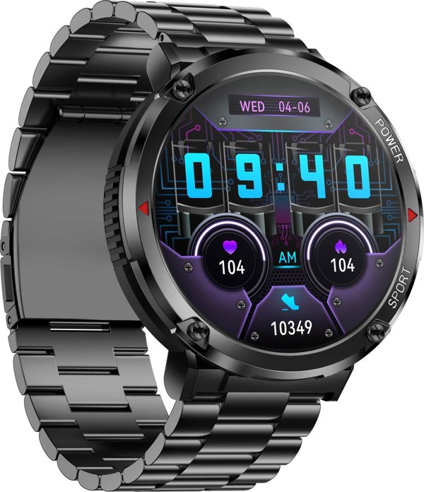 Gravity Smartwatch GT21-1 Ανδρικό Ρολόι με Μεταλλικό Μπρασελέ - Μαύρο