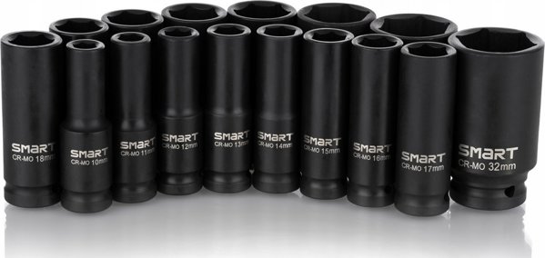 Smart SM-29-NSET16 Σετ Κρουστικά Καρυδάκια 1/2" Μακριά 10-32mm 16τμχ από Χάλυβα Χρωμίου-Μολυβδαινίου σε Θήκη