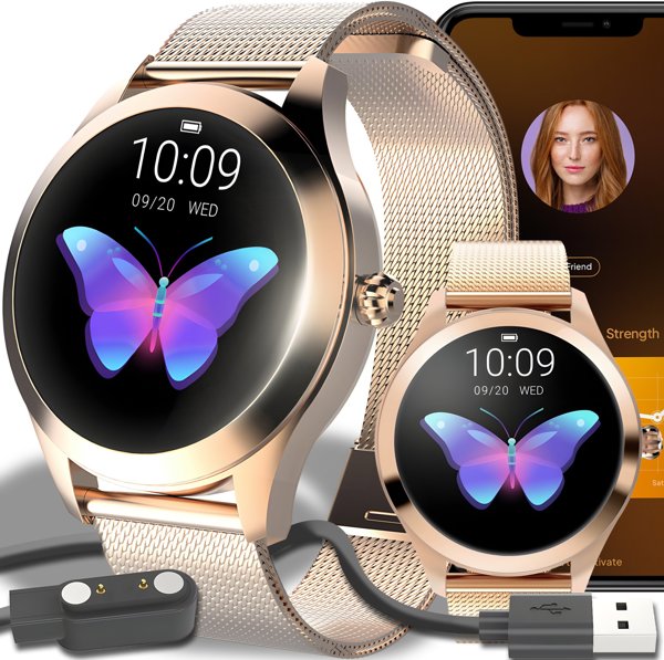 Smartwatch Retoo SMARTWATCH ZEGAREK DAMSKI WODOODPORNY POLSKA APLIKACJA SPORT SEN ROZMOWY