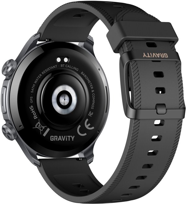 Gravity Smartwatch GT35-1 Ανδρικό Ρολόι με Γκρι Κάσα και Μαύρο Λουράκι