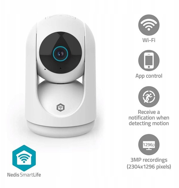 SmartLife Indendørs Kamera | 3MP Full HD 1296p | Pan tilt