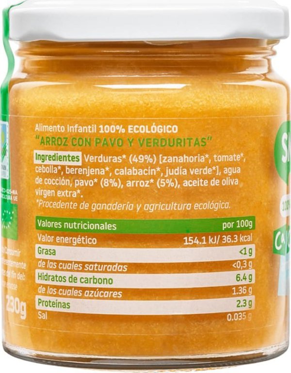 Smileat BIO Βαζάκι με βιολογικά μικρά κομμάτια ρυζιού και γαλοπούλας με λαχανικά, 230g
