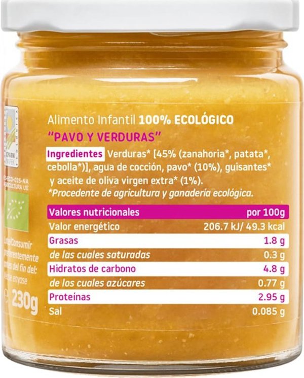 Smileat BIO Βάζο με βιολογικό γαλοπούλα και λαχανικά, 230g