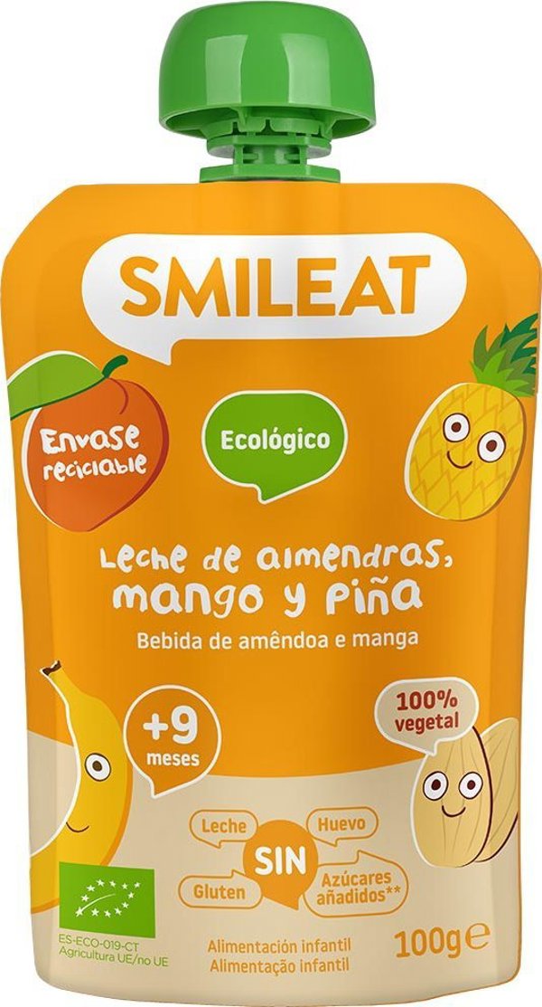 Smileat BIO Μους με οργανικά αμύγδαλα, μάνγκο και ανανά, 100g