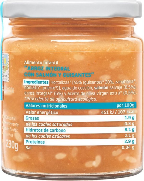 Smileat BIO Sloiczek z ekologicznyc malymi kawalkami grochu i lososia, 230g
