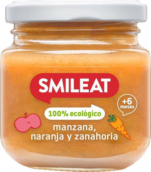 Smileat BIO Επιδόρπιο με οργανικά μήλα, καρότο και πορτοκάλι, 130g