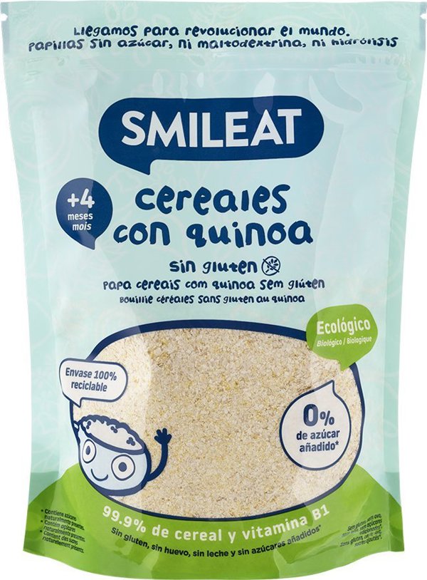 Smileat Οργανική χωρίς γλουτένη κρέμα για βρέφη με κινόα και ρύζι, 200g