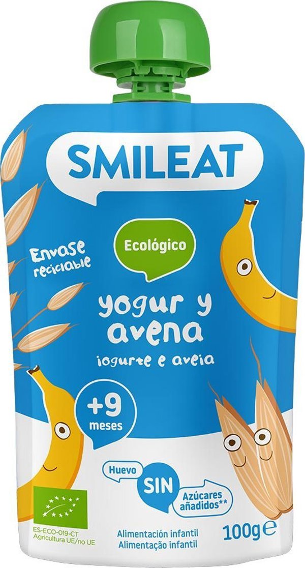 Smileat BIO Μους με οργανικά νιφάδες βρώμης και γιαούρτι, 100g