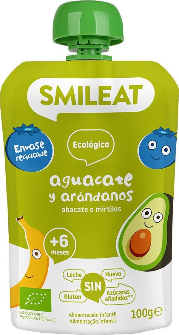 Smileat BIO Mus z ekologicznymi jagodami i awokado, 100g