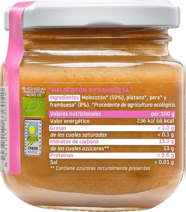 Smileat Smileat, BIO Deser z ekologicznymi brzoskwiniami i malinami, 130g
