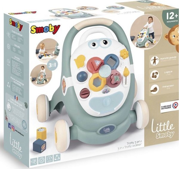 Smoby Διαδραστικός Περιπατητής Little 3 σε 1 για Μωρά, Παστέλ Χρώματα