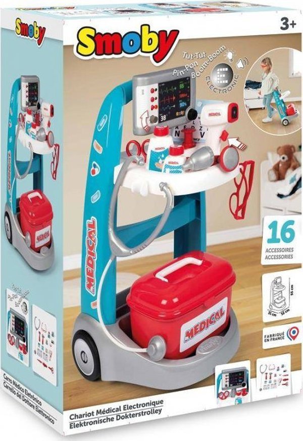 Smoby Ηλεκτρονικό Ιατρικό Καρότσι με 16 Αξεσουάρ για Παιδιά (3032163402077)