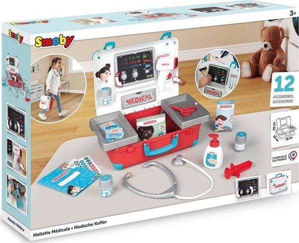 Smoby Ιατρική Τσάντα Παιχνίδι με 12 Ιατρικά Αξεσουάρ για Παιδιά