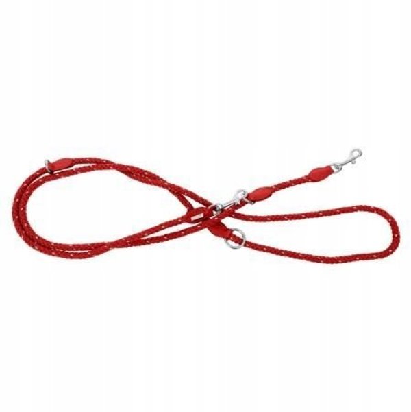 Smycz regulowana dla psa, Rope, czerwona, sznur odblaskowy, 120cm/6mm