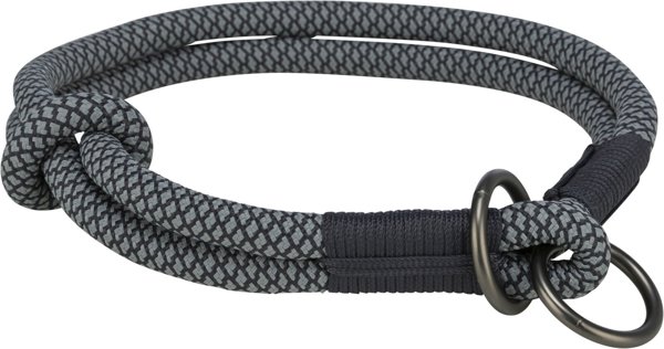 Soft Rope, σφιγκτήρας περιλαίμιου, για σκύλους, μαύρο/γκρι, νάιλον, S–M: 40 cm/10 mm