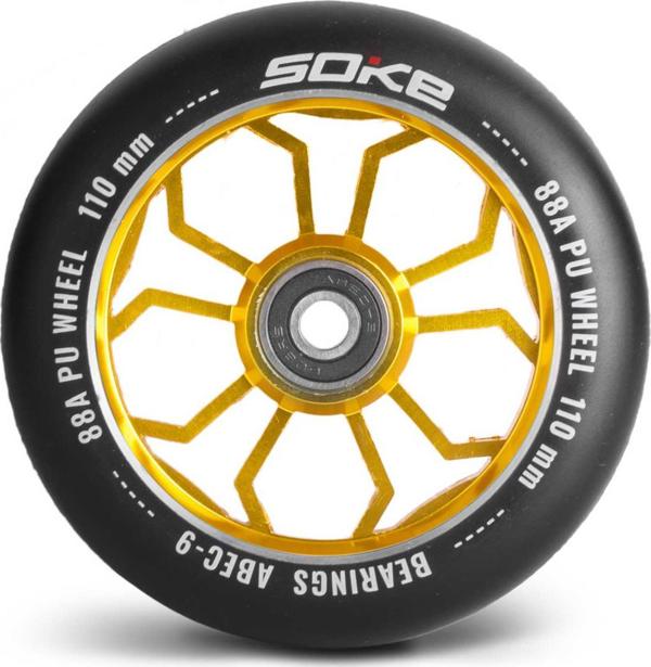 Soke Ρόδες για Πατίνι 110mm, ABEC 9, 88A, Αλουμίνιο, Χρυσές, 2 Τεμάχια