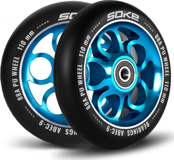 Soke Τροχοί για Stunt Scooter 110mm ABEC 9, 88A, Αλουμίνιο, Μπλε, 2 Τεμάχια