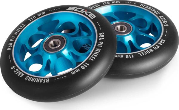 Soke Τροχοί για Stunt Scooter 110mm ABEC 9, 88A, Αλουμίνιο, Μπλε, 2 Τεμάχια