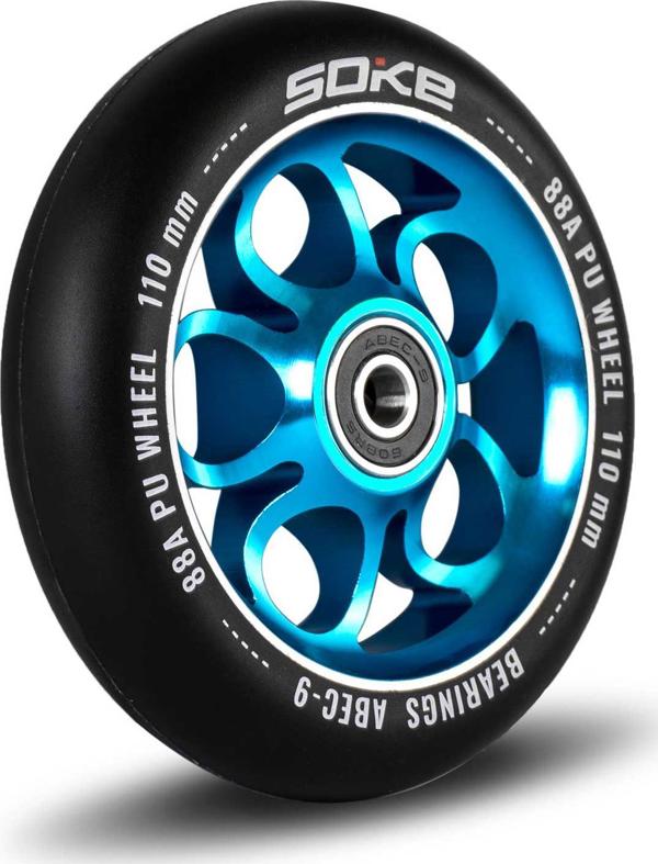 Soke Τροχοί για Stunt Scooter 110mm ABEC 9, 88A, Αλουμίνιο, Μπλε, 2 Τεμάχια