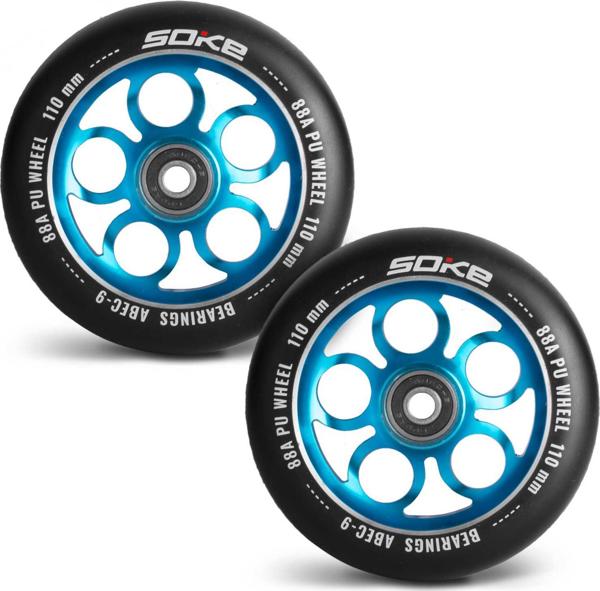 Soke Τροχοί για Stunt Scooter 110mm ABEC 9, 88A, Αλουμίνιο, Μπλε, 2 Τεμάχια