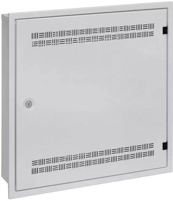 Solarix rozvaděč LC-18 do zdi s lištami 2U, 4U a 11U, 550x550 šedá RAL7035 s rámečkem k zazdění LC-18-55-15-W-G