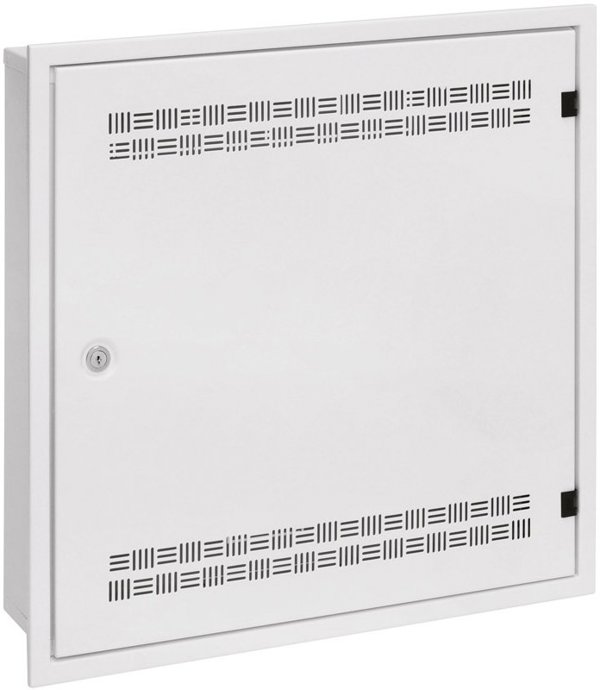 Solarix rozvaděč LC-18 do zdi s lištami 2U, 4U a 11U, 550x550 bílá RAL9003 s rámečkem k zazdění LC-18-55-15-W-W