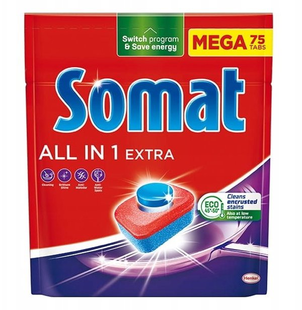 Somat All In 1 Extra Ταμπλέτες Πλυντηρίου Πιάτων 75 Τεμάχια