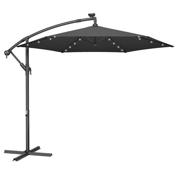 SONGMICS Κρεμαστή Ομπρέλα Κήπου 3m με 32 LED, Μαύρη (GPU118G01V1)