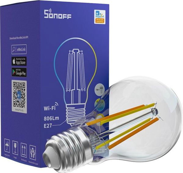 Sonoff Έξυπνη Λάμπα LED B02-F-A60 Filament, Wi-Fi, E27, 7W, 806lm